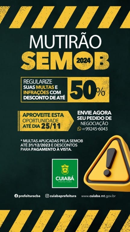 Prefeitura prorroga prazo para quitação de débitos de trânsito com desconto até 25 de novembro