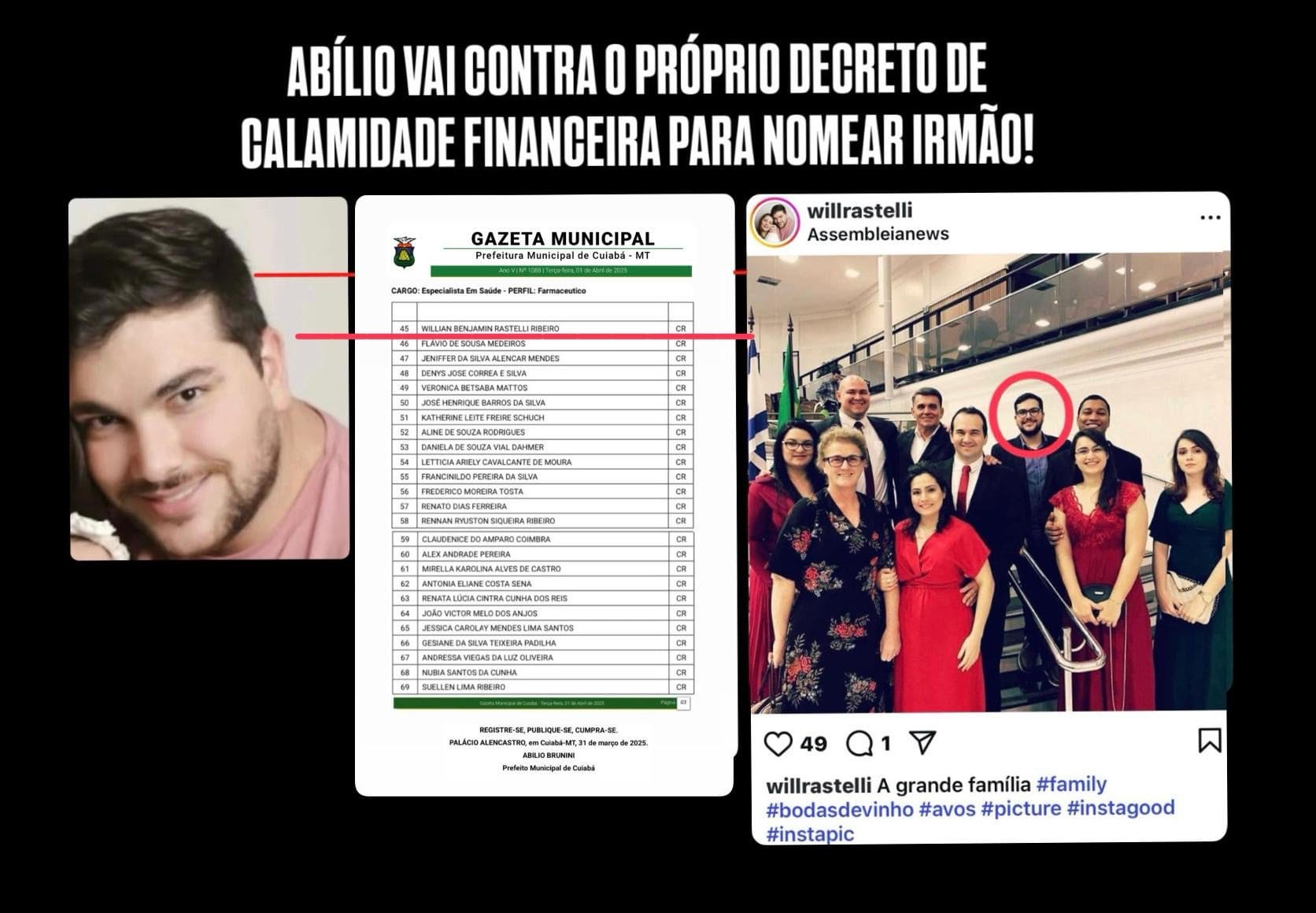 Mesmo depois de decretar calamidade financeira, Abílio chama cadastro de reserva da Saúde e beneficia seu irmão, que é efetivado em cargo público.