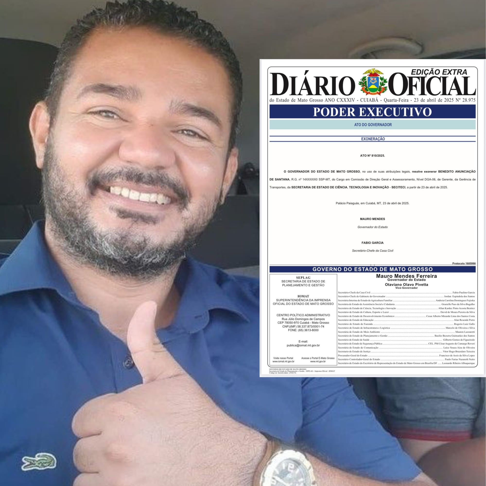 Governador Mauro Mendes nomeou em 2021 suspeito de matar adolescente e exonerou hoje, após prisão.