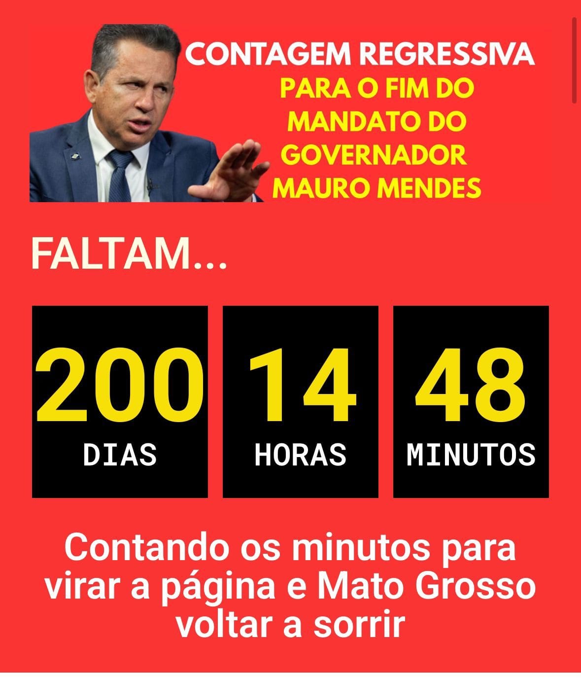 “200 dias para virar a página e abrir um novo capítulo para o povo mato-grossense.”