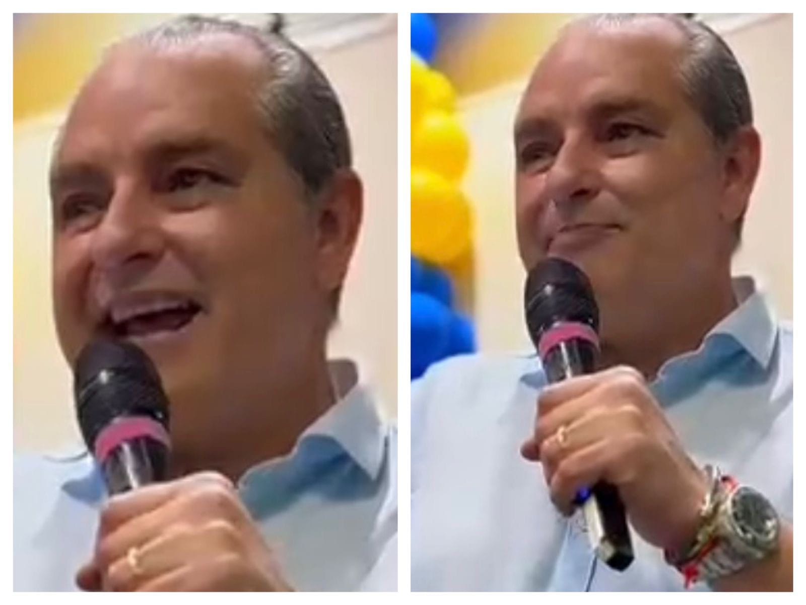 Em horário de expediente, secretário de Mauro Mendes vai a ato político e bate palmas para críticas de Jayme Campos ao Parque Novo Mato Grosso