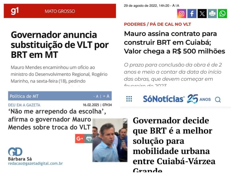 Mauro Mendes volta a defender o “Parque dos Bilionários” — o mesmo governador que disse que BRT era melhor que VLT e vendeu os vagões de Cuiabá e Várzea Grande para a Bahia