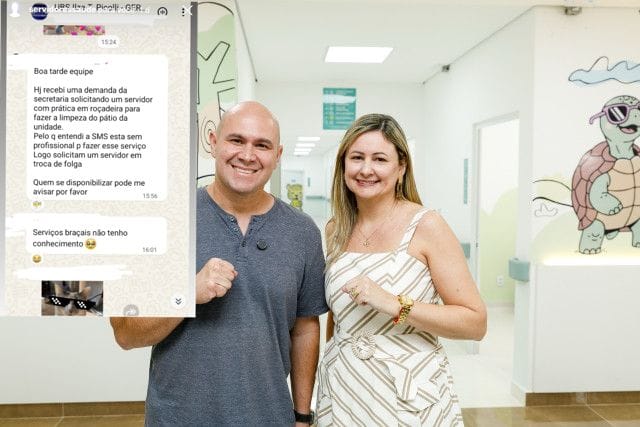Possível abuso de autoridade: gestão Abílio improvisa e convoca servidores da saúde para roçar mato na UBS ILZA PICOLLI revela print de WhatsApp