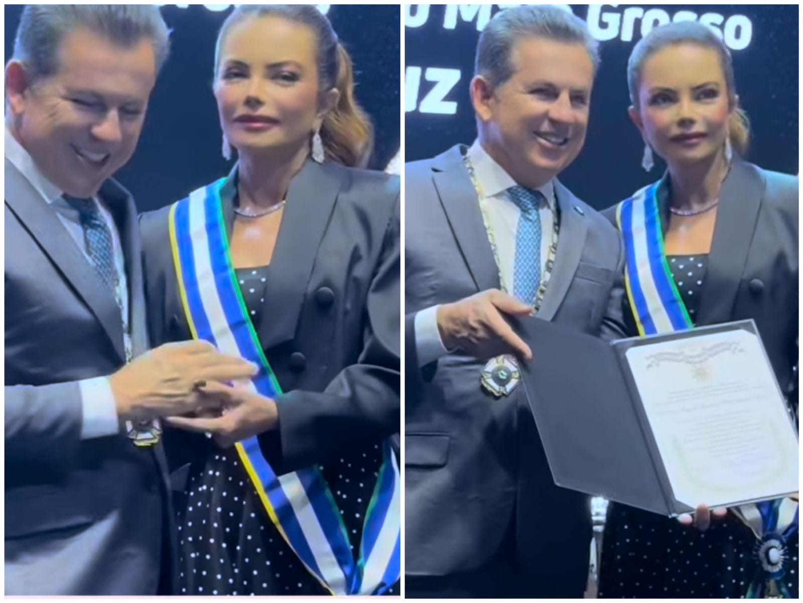 Mauro Mendes homenageia a própria esposa em evento privado e esvazia caráter institucional de honraria pública