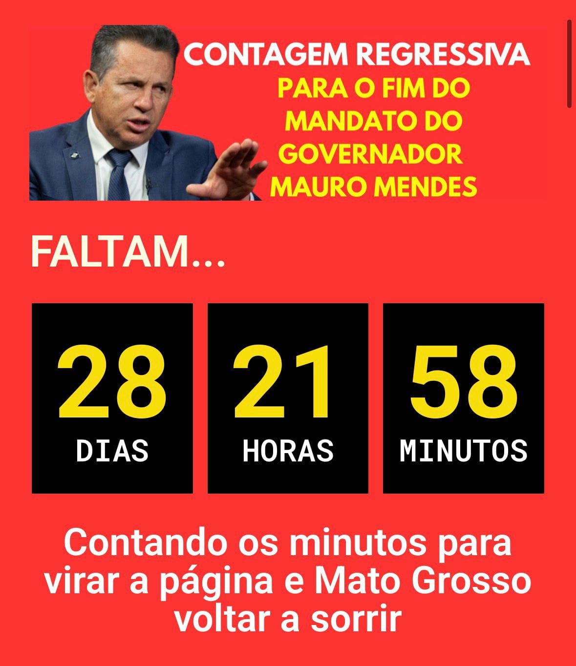 Contagem regressiva: Faltam 28 dias para o fim de uma era marcada por contrastes e polêmicas em Mato Grosso