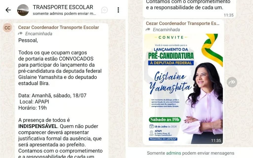USO DA MÁQUINA- Prefeito do PL é citado em convocação de servidores para ato político