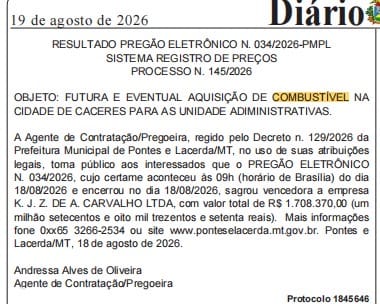 COMBUSTÍVEL FORA DE CASA Pontes e Lacerda prevê R$ 1,7 milhão em combustível comprado em Cáceres