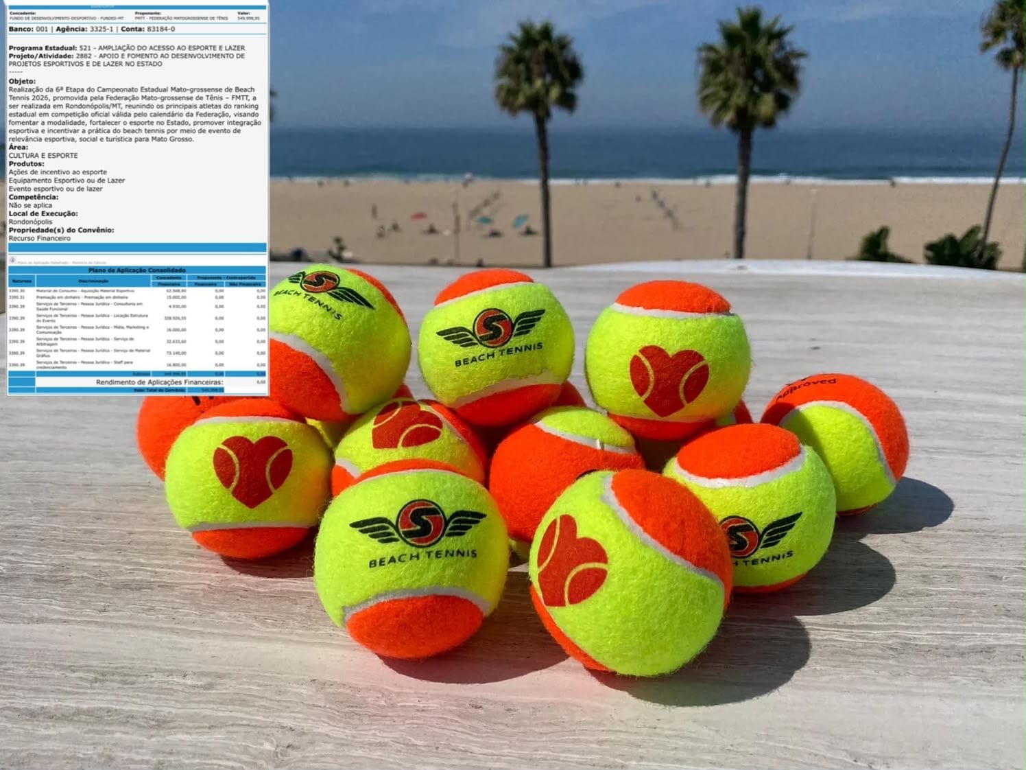 Torneio de beach tennis em MT prevê R$ 62 mil para 8 mil bolinhas, mas técnicos apontam consumo de apenas 100 durante todo torneio