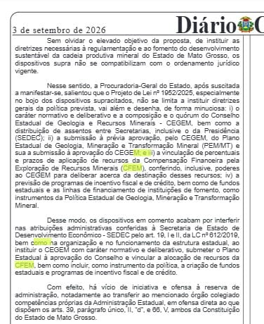 MINERAÇÃO EM MT Pivetta sanciona estímulo ao garimpo, mas veta obrigação de aplicar 90% da CFEM no setor