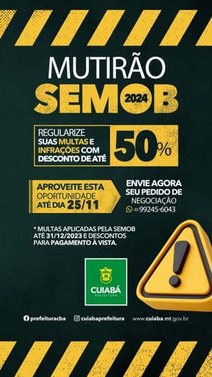 Prefeitura prorroga prazo para quitação de débitos de trânsito com desconto até 25 de novembro