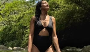 Dira Paes esbanja boa forma ao posar em lago paradisíaco: ‘Garota do Fantástico’