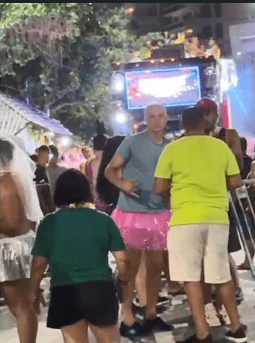 Festa Profana : Políticos da direita pregam contra o carnaval em Cuiabá, mas Faissal se esbalda fantasiado de saia rosa em Balneário Camboriú