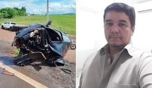 Professor de 46 anos morre após Uno bater de frente com caminhão na MT-358