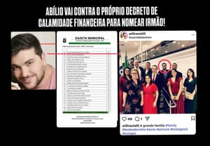 Mesmo depois de decretar calamidade financeira, Abílio chama cadastro de reserva da Saúde e beneficia seu irmão, que é efetivado em cargo público.