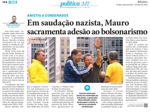 Sindjor- MT entra com representação criminal na PF contra Mauro Mendes por gesto nazista, com base em matéria do jornal A Gazeta