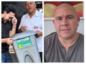 Abílio e Wellaton distribuem 200 lixeiras de plástico em Cuiabá — virou piada na cidade