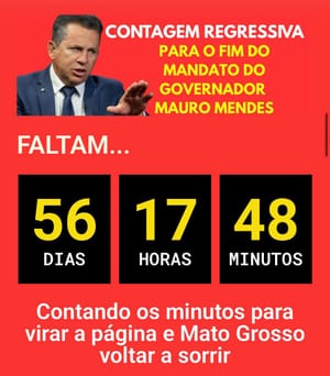 Faltam 56 dias para Mauro Mendes e Virgínia Mendes deixarem o Palácio Paiaguás — e o Mato Grosso voltar a ter esperança