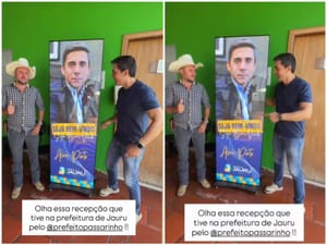 Farra Eleitoral: Prefeito Passarinho ignora lei e usa prédio da Prefeitura de Jauru como palanque para Alan Porto