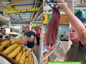 Na pré-campanha, Pivetta e Wellington passeiam na feira