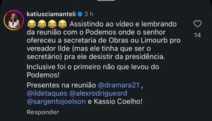 JOGO SUJO - Katiuscia desmente Abilio e revela oferta de secretaria de Obras a Ilde