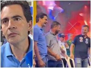 FLAGRANTE NO PALANQUE: Proibidos de se falar pelo STF, Mauro Mendes e Fabinho Garcia se falam em evento político em Sinop; veja vídeo