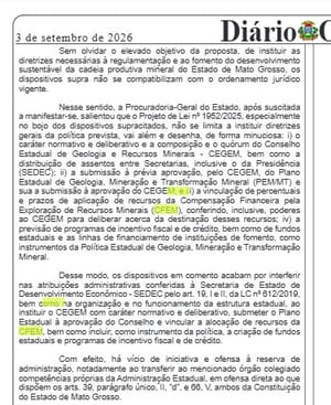 MINERAÇÃO EM MT Pivetta sanciona estímulo ao garimpo, mas veta obrigação de aplicar 90% da CFEM no setor